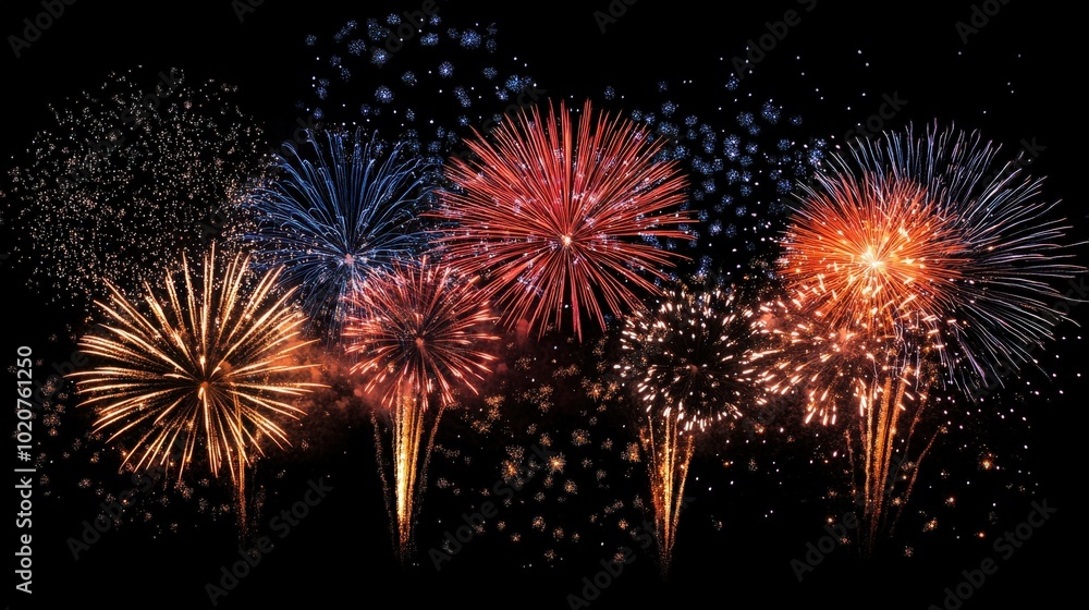 Vibrant fireworks display in the night sky Vibrant fireworks display in the night sky