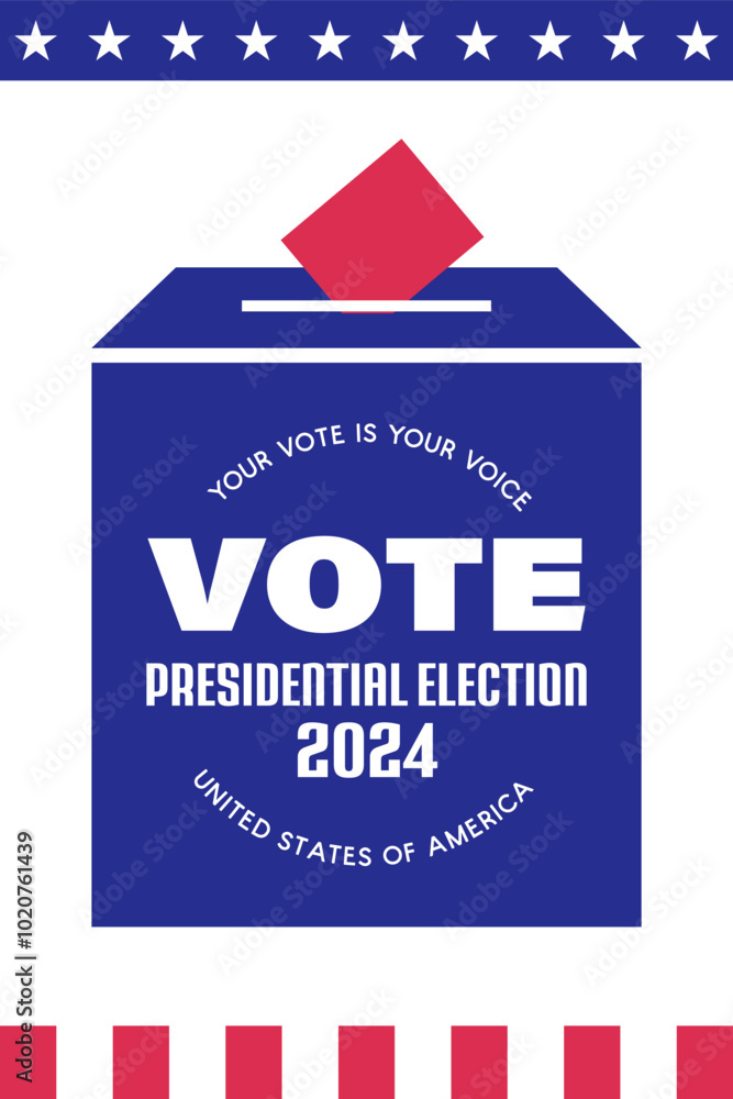 Blue Ballot Box with Text Vote Presidential Election Blue Ballot Box with Text Vote Presidential Election