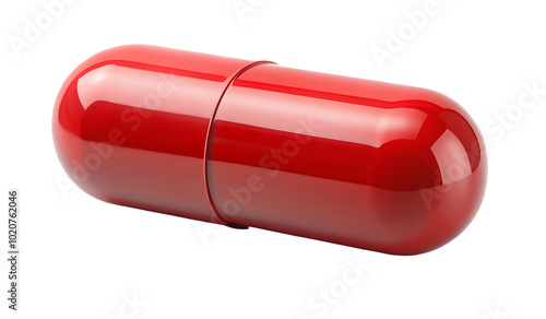 Red capsule isolated on transparent background