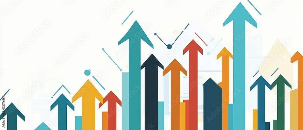 A vibrant design featuring upward-pointing arrows in various colors, symbolizing growth and progress. A vibrant design featuring upward-pointing arrows in various colors, symbolizing growth and progress.