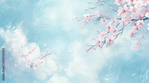 Serene Blossoms Against Blue Sky Background