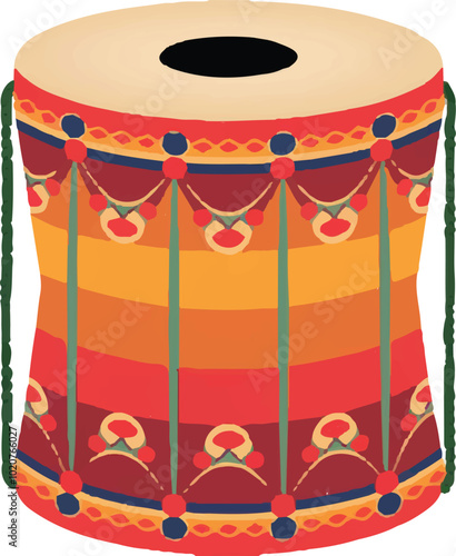 Colorful Percussion Instrument Illustration, White Canvas