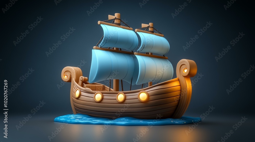Wooden Ship Model on a Table Wooden Ship Model on a Table