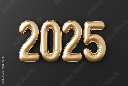 Gold 2025 Balloons on Elegant Black Background