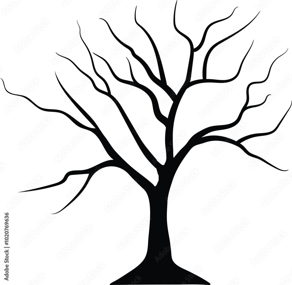 Fototapeta premium Leafless Tree Silhouette Vector Design, Dead Tree