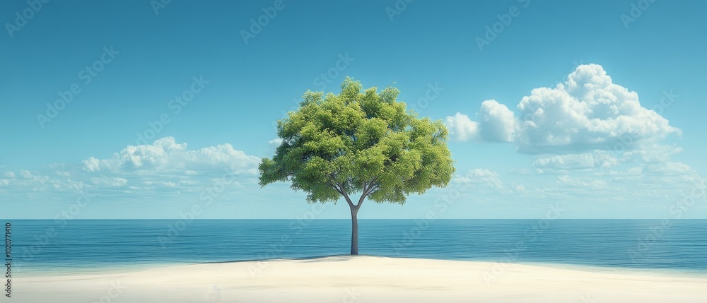 A Serene Beach Scene with Trees A Serene Beach Scene with Trees