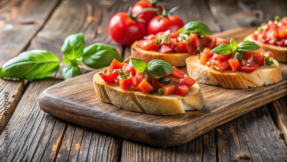 Fresh bruschetta on wooden background silhouette Fresh bruschetta on wooden background silhouette