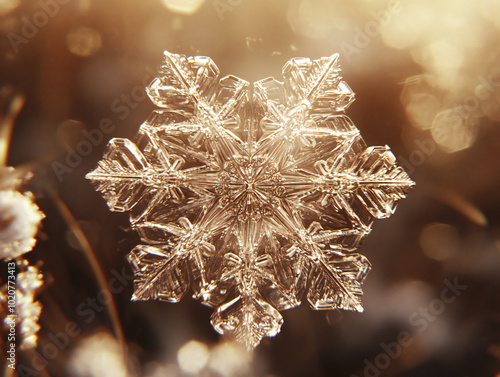A delicate crystal snowflak...