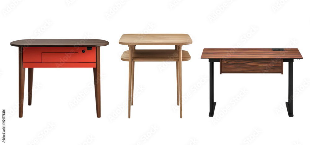 three set of Desk isolated transparent background