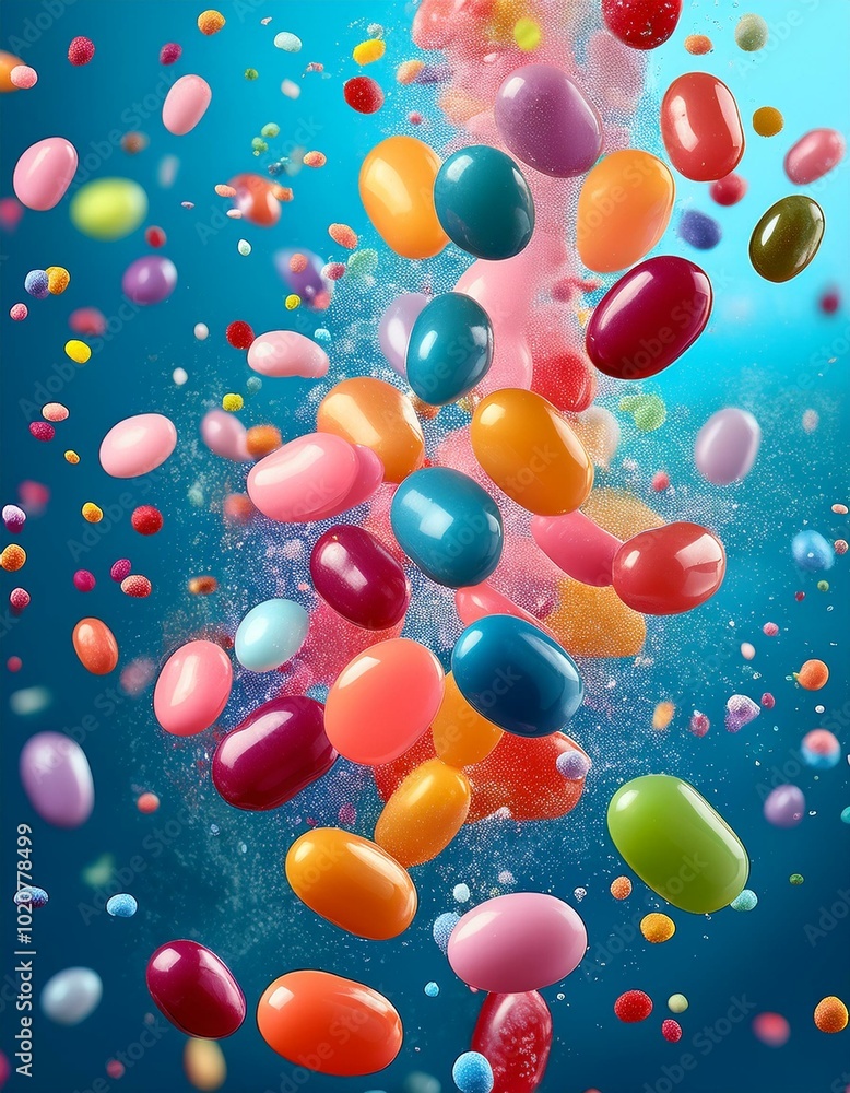 Colorful jelly beans burst!