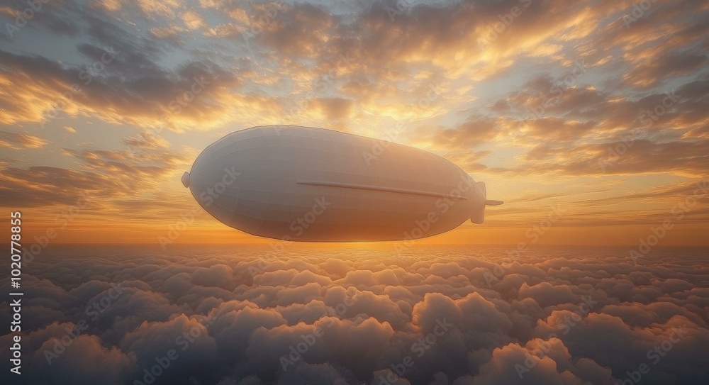 Futuristic Spacecraft, Sunset, Clouds Futuristic Spacecraft, Sunset, Clouds