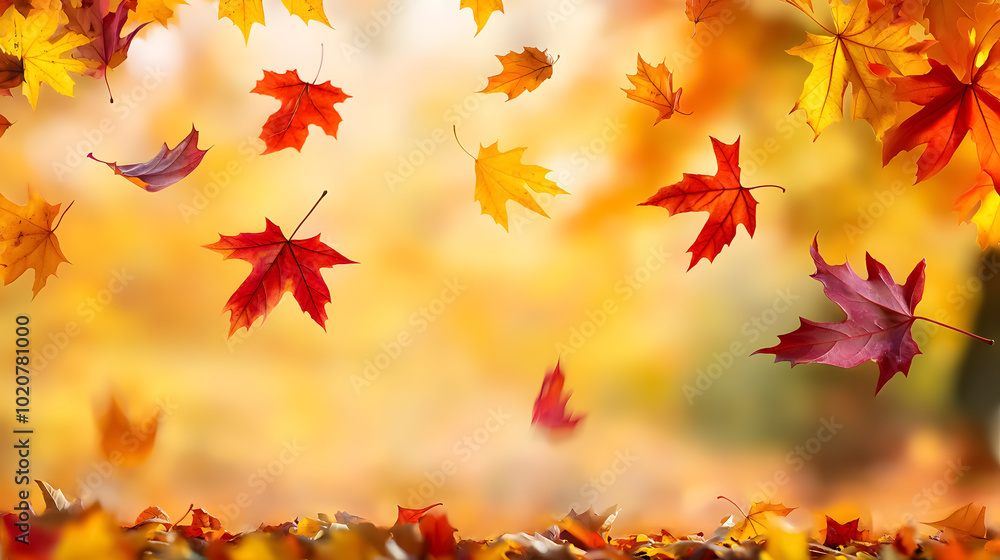 Falling Autumn Maple Leaves Natural Background: A natural background featuring maple leaves falling during autumn, adding a dynamic element to the scene. Falling Autumn Maple Leaves Natural Background: A natural background featuring maple leaves falling during autumn, adding a dynamic element to the scene.