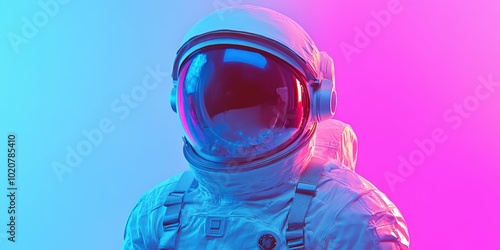 Astronaut in spacesuit against colorful gradient background photo