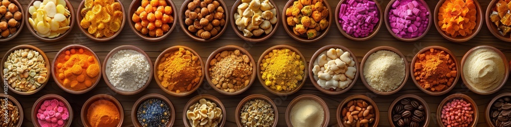 A diverse selection of Indian sweets and desserts displayed in numerous round bowls, offering a rich variety of festive flavors.
A diverse selection of Indian sweets and desserts displayed in numerous round bowls, offering a rich variety of festive flavors.