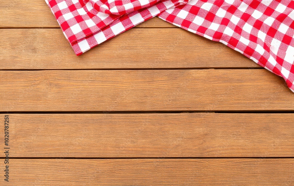 Obraz premium Classic Picnic Table Setup with Checkered Cloth