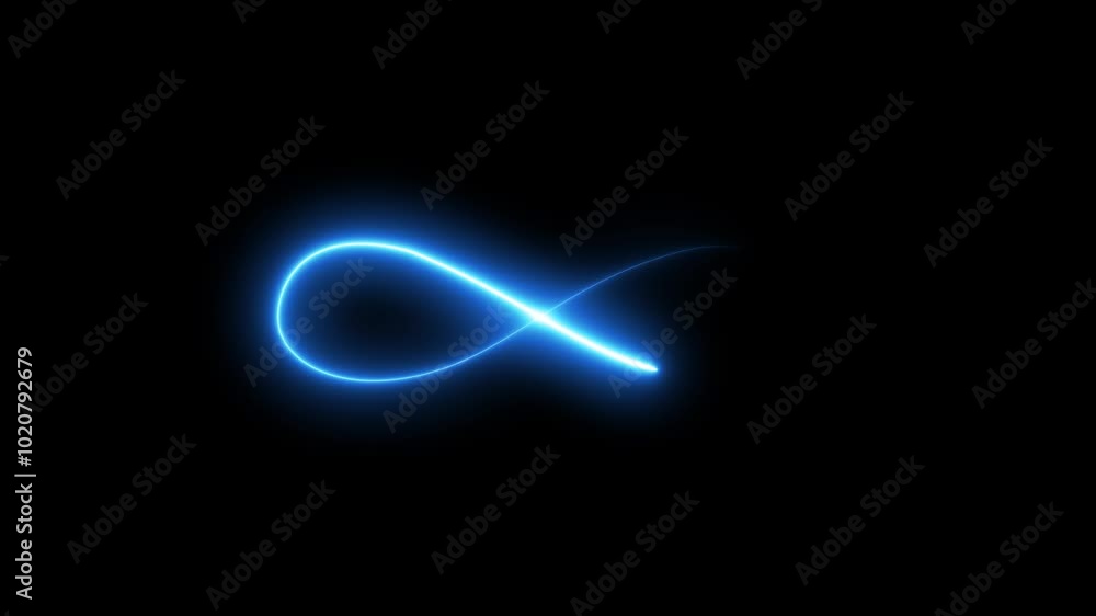 Seamless loop animation. Infinity symbol. Neon glowing blue light isolated on black background. Eternity concept. Mathematical symbol Seamless loop animation. Infinity symbol. Neon glowing blue light isolated on black background. Eternity concept. Mathematical symbol