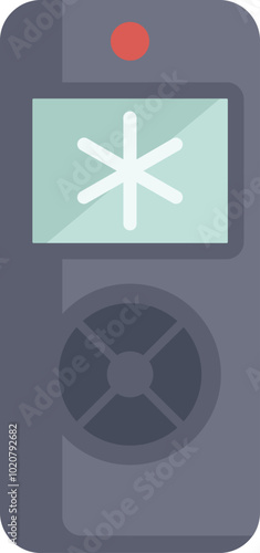 Digital thermometer displaying snowflake icon, indicating cold temperature, concept of winter season or freezing weather conditions