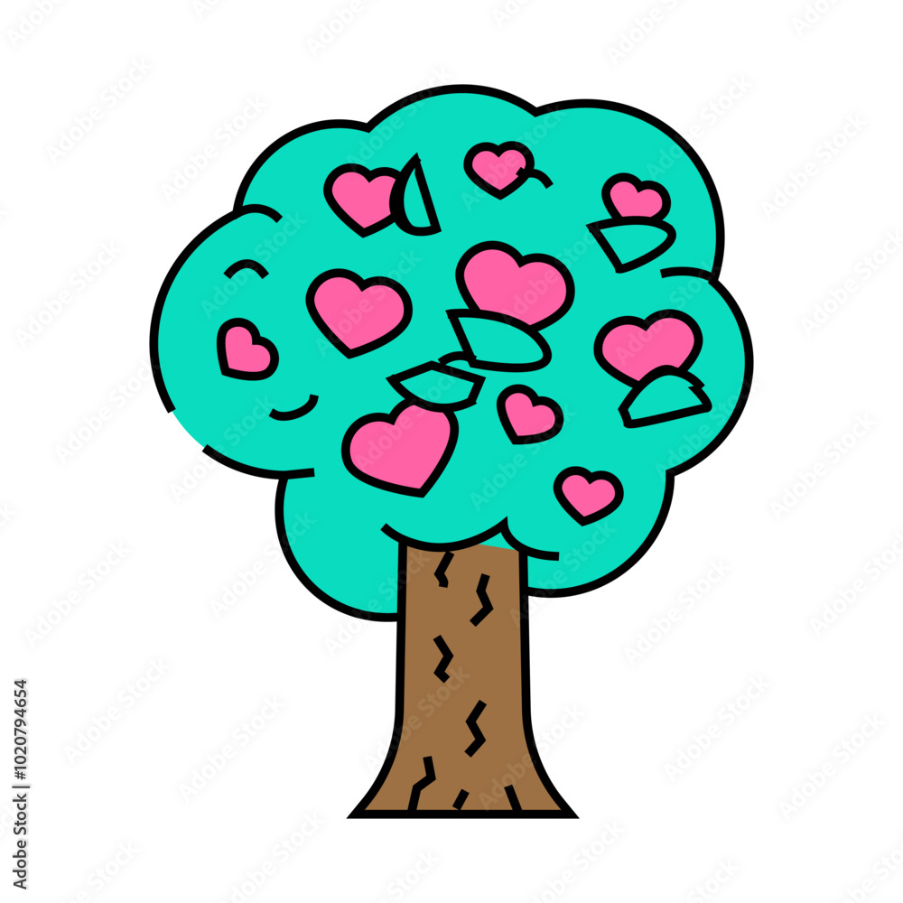 love tree line icon vector. love tree sign. isolated symbol illustration love tree line icon vector. love tree sign. isolated symbol illustration