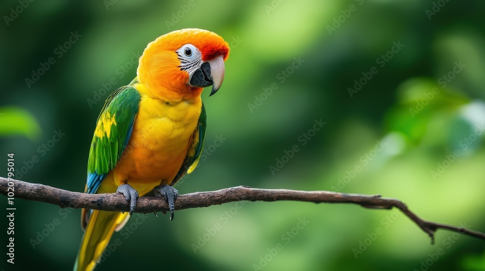 Vibrant parrot perched on branch Vibrant parrot perched on branch