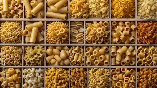 Vector illustration set of realistic icons of dry macaroni, pasta of various kinds 