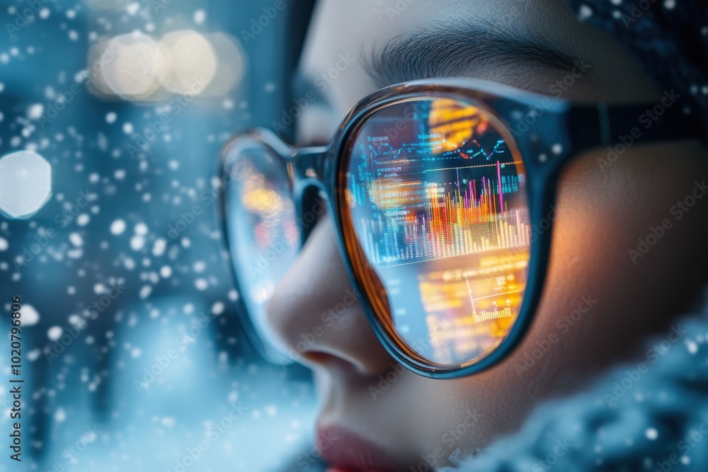 Close-Up of City Lights Reflecting in Glasses on Wintery Evening