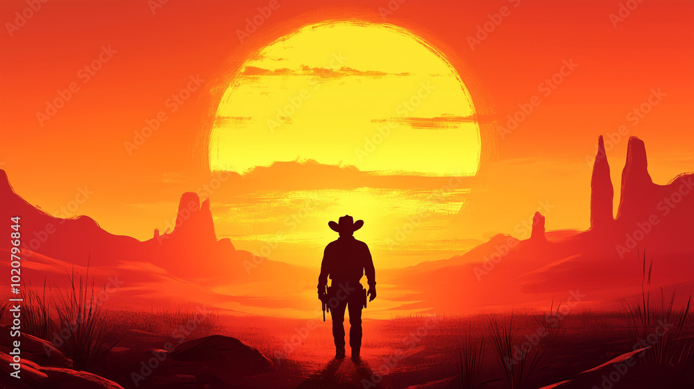silhouette of a person in the desert Generative AI silhouette of a person in the desert Generative AI