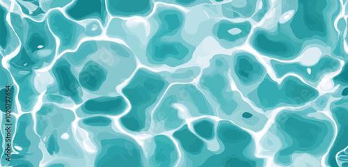Water pool texture bottom vector background, ripple and flow with waves. Summer blue aqua swiming seamless pattern