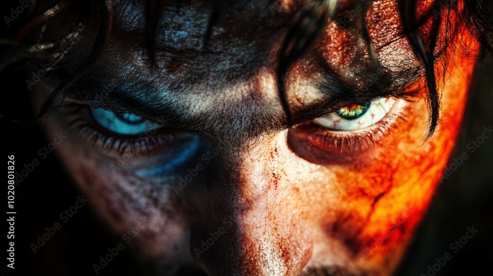 intense close-up of a person's face intense close-up of a person's face