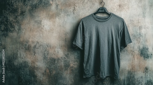 Vintage gray t-shirt hanging on wall