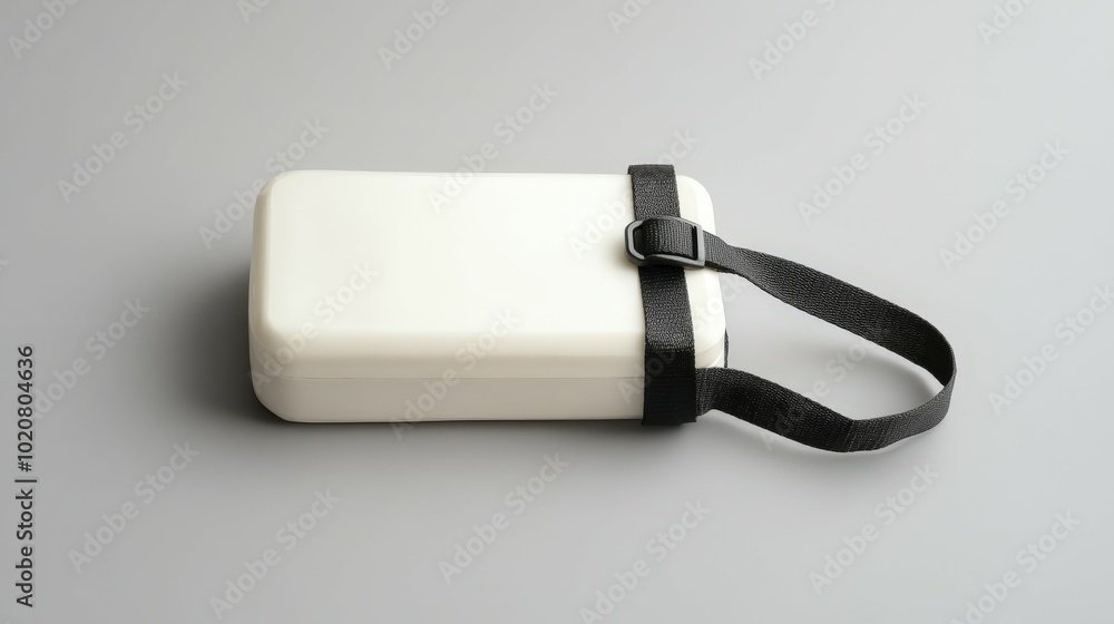 white portable power bank with black strap white portable power bank with black strap
