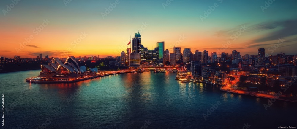 Stunning sunset over the iconic sydney skyline Stunning sunset over the iconic sydney skyline