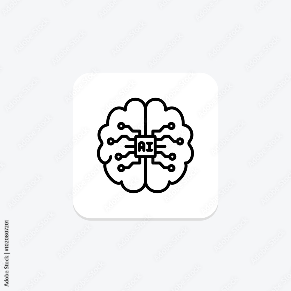 AI Brain line icon , vector, pixel perfect, illustrator file