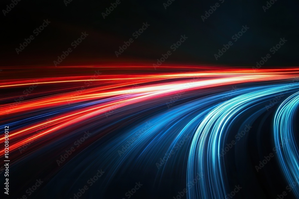 Abstract light trails in red and blue. Perfect for illustrating speed, movement, and technology. Abstract light trails in red and blue. Perfect for illustrating speed, movement, and technology.