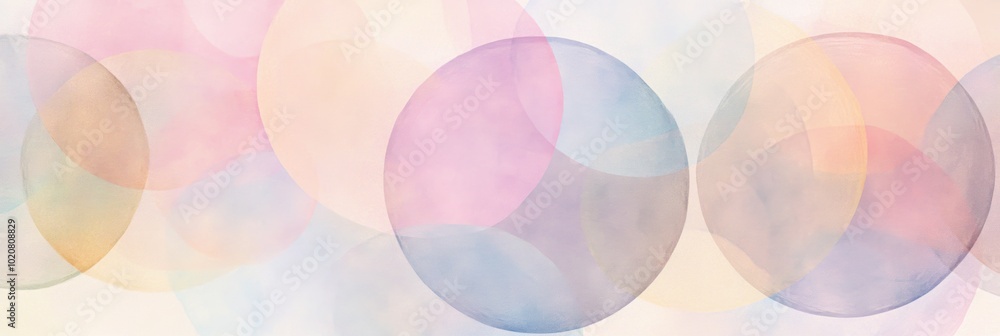 Pastel Overlap, an abstract composition featuring layered transparent circles in soft pastel hues, creating a serene visual experience Pastel Overlap, an abstract composition featuring layered transparent circles in soft pastel hues, creating a serene visual experience