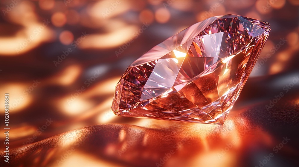 A Close-Up of a Sparkling Diamond on a Red Surface A Close-Up of a Sparkling Diamond on a Red Surface
