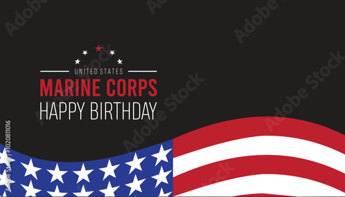 United States Marine Corps Birthday is observed every year on November.  Holidays Awareness concept. background, placard, banner template Vector illustration design.