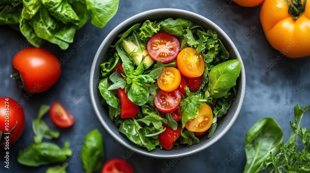 fresh salad with tomatoes and greens fresh salad with tomatoes and greens