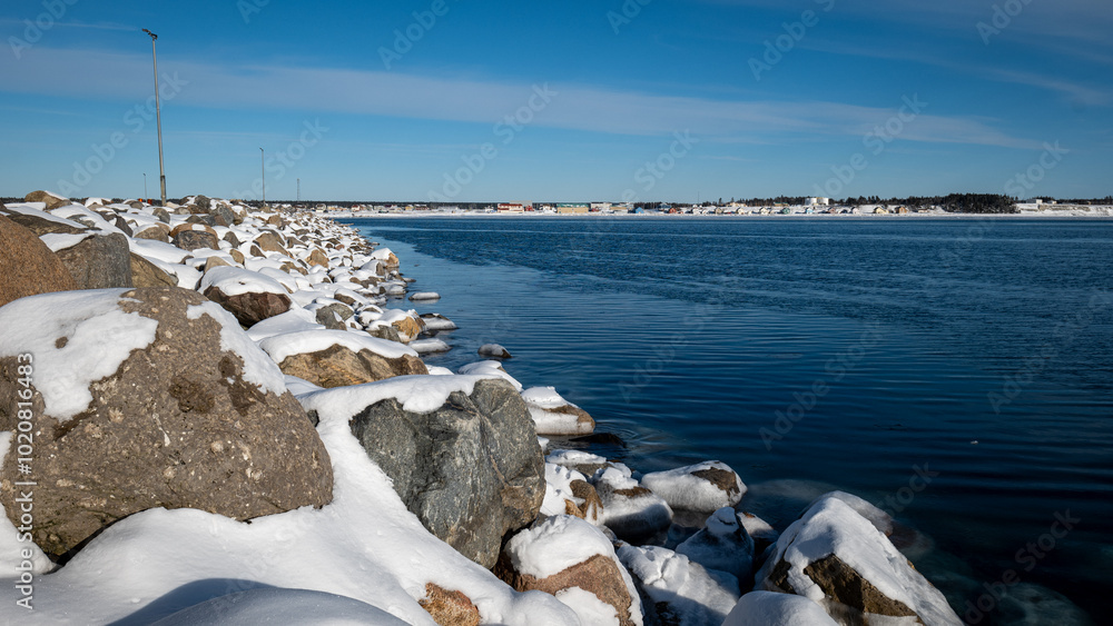 Split Ice on the Seawater Surface in Fractal Patterns Seen From Above in the Northern Atlantic Ocean in Winter