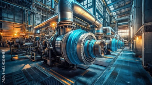 industrial machinery and equipment in a power plant