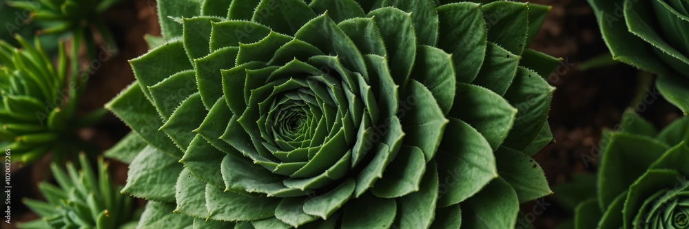 Obraz premium A green plant with a spiral shape. The plant is in a pot