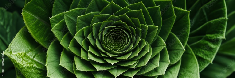 Obraz premium A leafy green plant with a spiral shape. The leaves are green and the plant is growing
