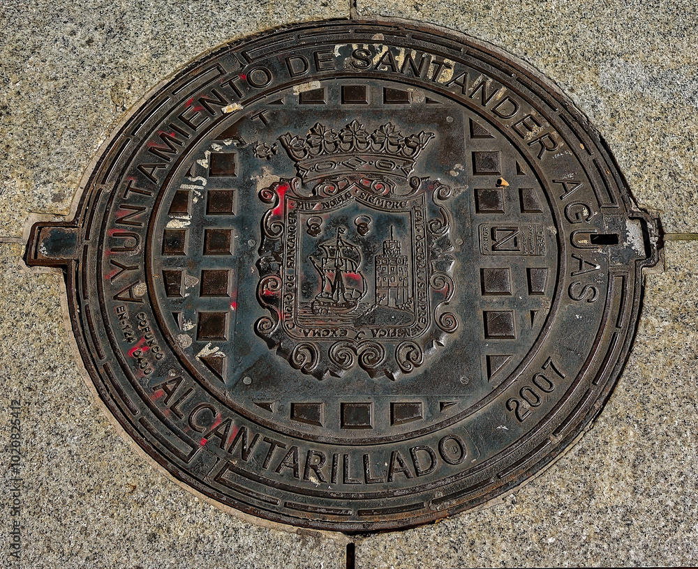 manhole cover, Santander, Cantabria, Spain, September 2024 manhole cover, Santander, Cantabria, Spain, September 2024
