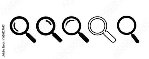 Magnifying glass loupe icon set vector 