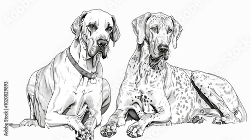 Great Danes Illustration on Clean White Background photo