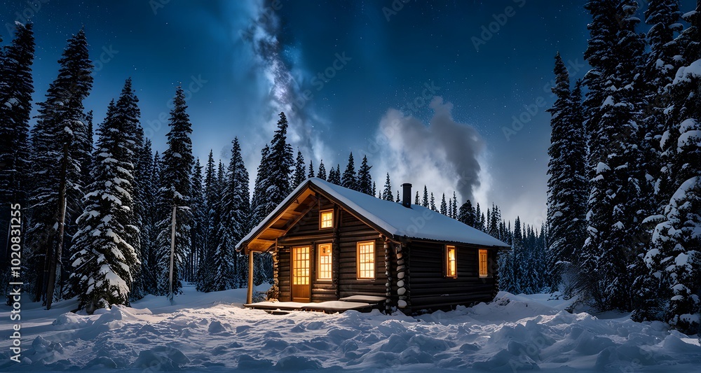 Cozy Cabin Nestled in a Snow-Covered Pine Forest_038 Cozy Cabin Nestled in a Snow-Covered Pine Forest_038