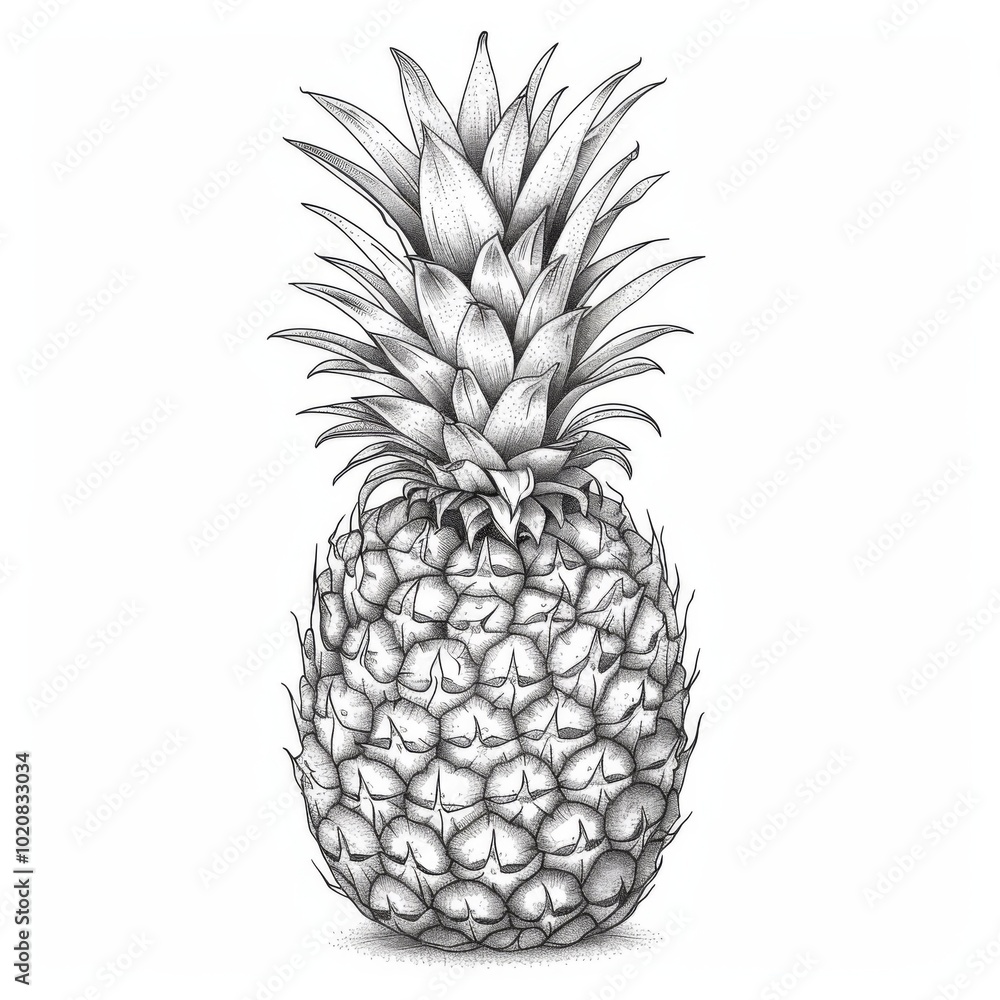 Obraz premium Artful Pineapple Illustration on White Background