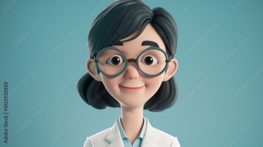 3D Minimalist Cartoon Character in Clinical Setting 3D Minimalist Cartoon Character in Clinical Setting