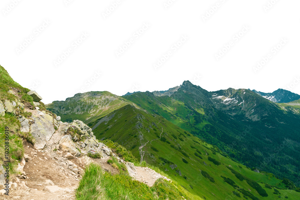 Fototapeta premium Beautiful mountain landscape with a mountain path. Tatra Mountains. Isolated object.
