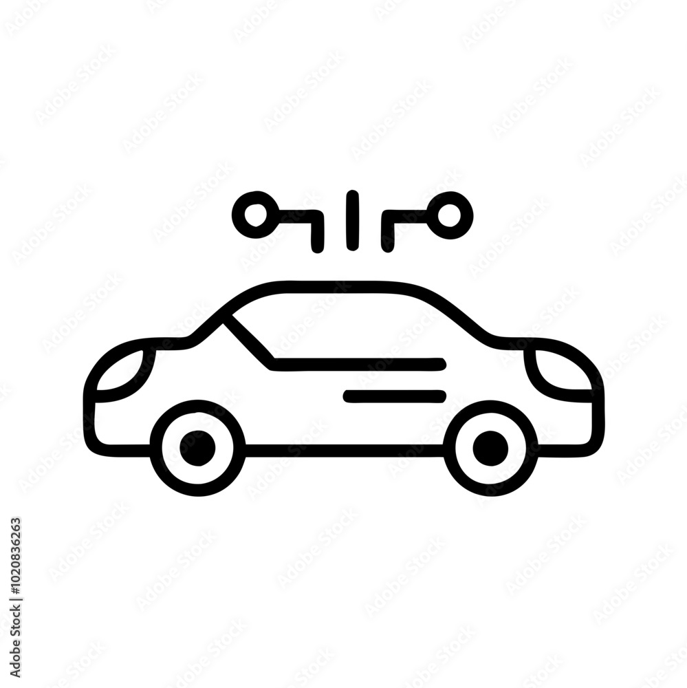 Obraz premium Smart car icon with connectivity lines in minimalist style