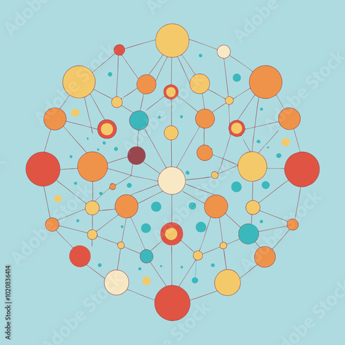 Network of Connected Nodes on Blue Background